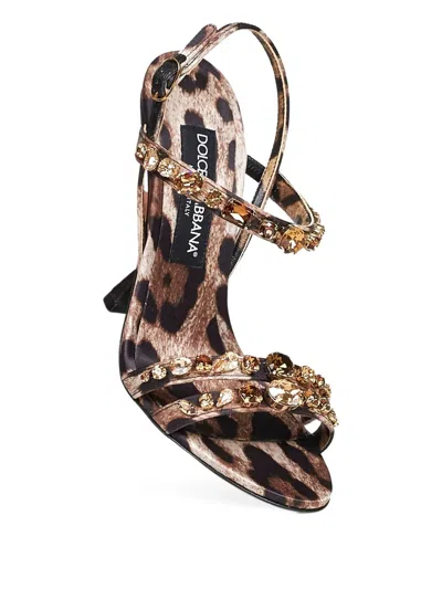 Dolce & Gabbana 105mm Keira Leopard-print Sandals In Brown