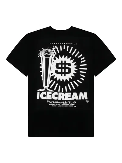 Icecream Sip Cotton Graphic T-shirt In Black