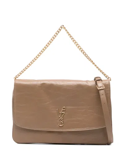 V73 Loouise Logo Chain Tote Bag In Brown