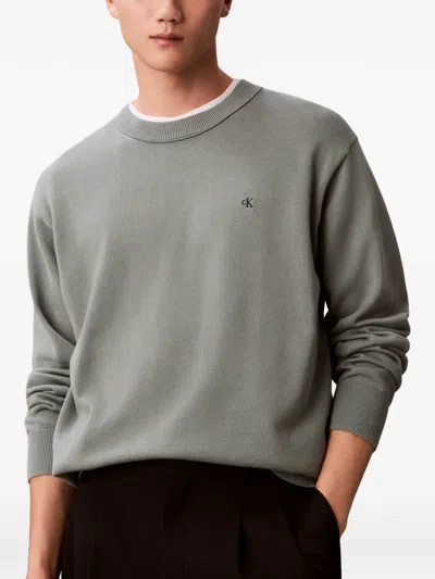 Calvin Klein Logo-detail Knitted Sweater In Gray