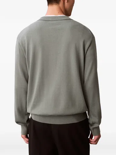 Calvin Klein Logo-detail Knitted Sweater In Gray