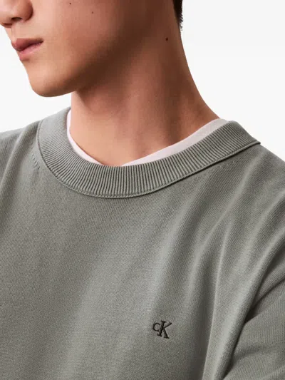 Calvin Klein Logo-detail Knitted Sweater In Gray