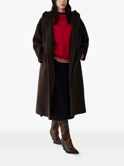 Studio Tomboy Hooded Wool Coat In Brown