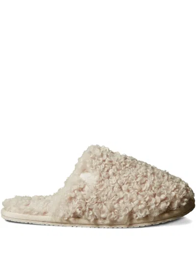 Calvin Klein Faux-shearling Slippers In Neutral