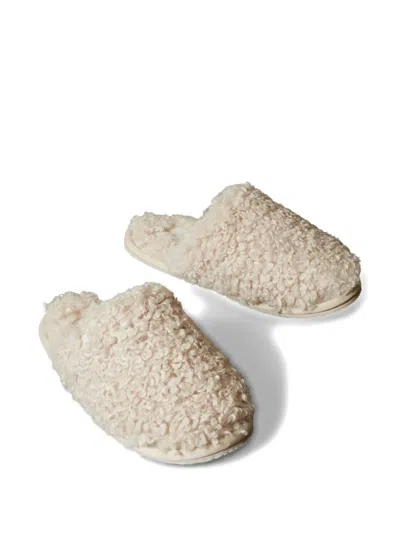 Calvin Klein Faux-shearling Slippers In Neutral