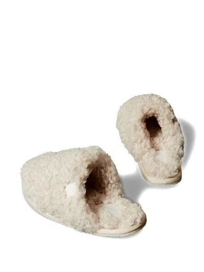 Calvin Klein Faux-shearling Slippers In Neutral
