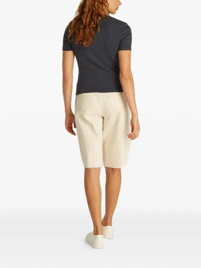 Calvin Klein Ribbed Logo-patch T-shirt In Gray