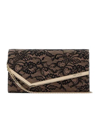 Jimmy Choo Lace Emmie Clutch In Black