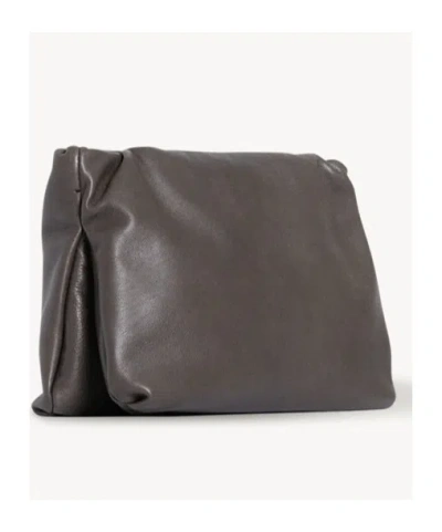 The Row Bourse Leather Clutch In Brown