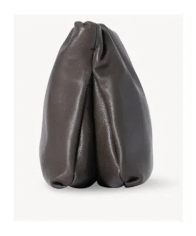 The Row Bourse Leather Clutch In Brown