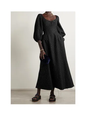 Gabriela Hearst Madyn Buckled Cutout Sequin-embellished Wool-blend Maxi Dress In Black