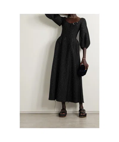 Gabriela Hearst Madyn Buckled Cutout Sequin-embellished Wool-blend Maxi Dress In Black