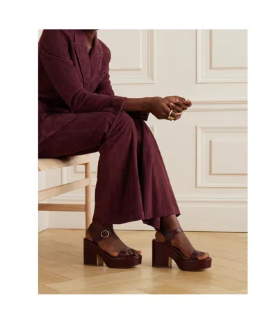 Gabriela Hearst Round-toe High-heeled Sandals In Burgundy