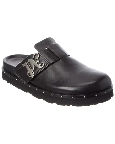 Palm Angels Studded Pa Leather Mule In Black