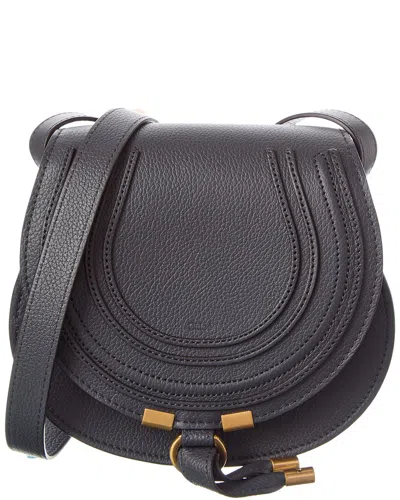 Chloé Marcie Small Leather Saddle Bag In Black
