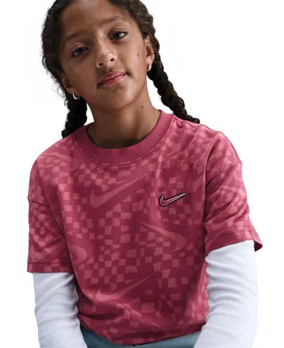 Nike Girls 7-16 Sportswear Relaxed Fit T-shirt In Pink