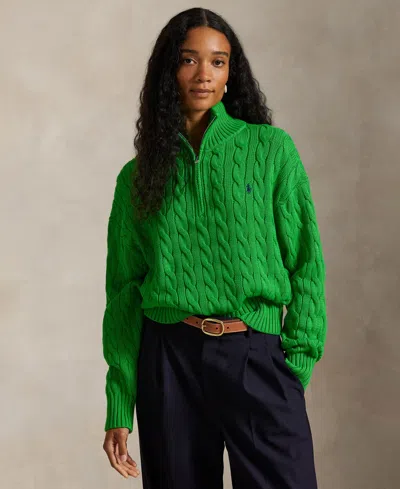Polo Ralph Lauren Women's Cable-knit Cotton Quarter-zip Sweater In Multi