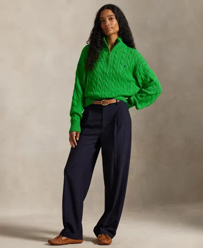 Polo Ralph Lauren Women's Cable-knit Cotton Quarter-zip Sweater In Multi