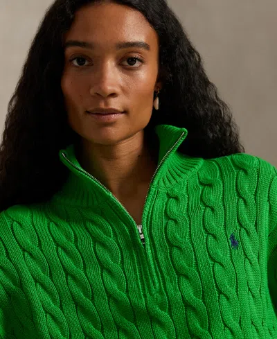 Polo Ralph Lauren Women's Cable-knit Cotton Quarter-zip Sweater In Multi