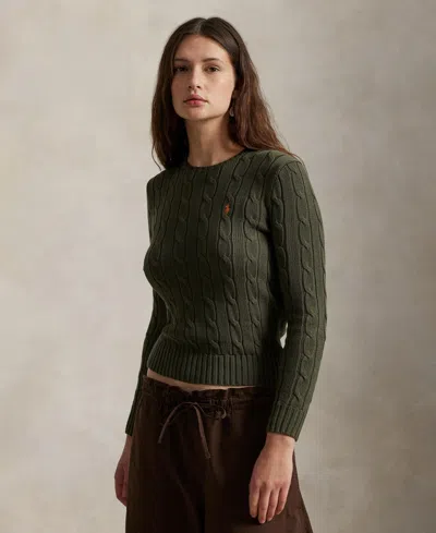 Polo Ralph Lauren Women's Cable-knit Cotton Crewneck Sweater In Green