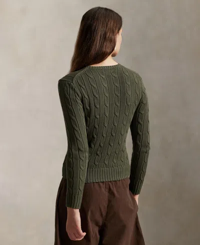 Polo Ralph Lauren Women's Cable-knit Cotton Crewneck Sweater In Green