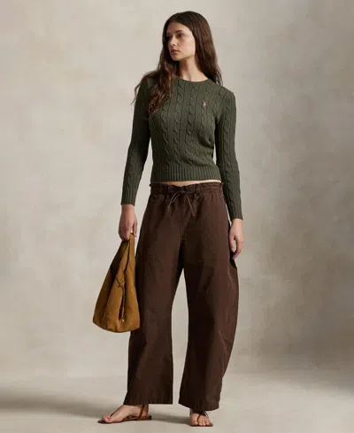 Polo Ralph Lauren Women's Cable-knit Cotton Crewneck Sweater In Green