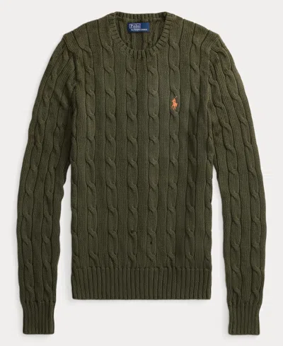 Polo Ralph Lauren Women's Cable-knit Cotton Crewneck Sweater In Green
