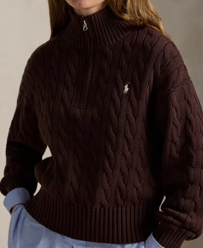 Polo Ralph Lauren Polo Pony Cable-knit Sweater In Brown