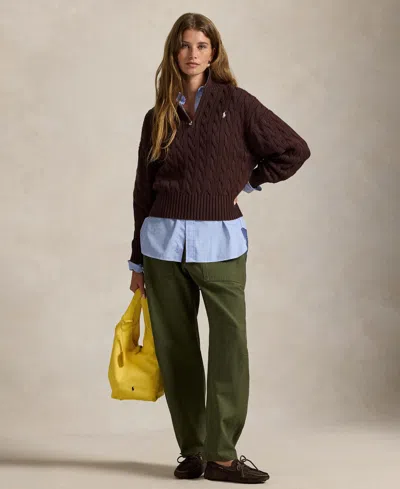 Polo Ralph Lauren Polo Pony Cable-knit Sweater In Brown