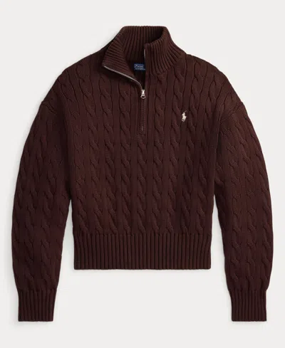 Polo Ralph Lauren Polo Pony Cable-knit Sweater In Brown