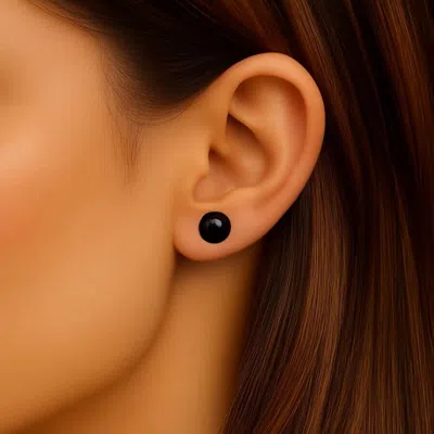 Belacqua 8-9mm Black Freshwater Button Pearl Stud Earrings In Sterling Silver Jewelry For Women In Black