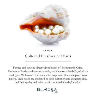 Belacqua White Cultured Freshwater Pearl Round Drop Earrings In 14k Yellow Gold Jewelry For Women In White