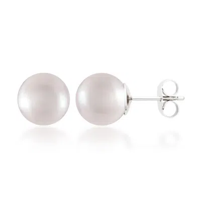 Belacqua 8-9mm White Freshwater Pearl Stud Earrings In Sterling Silver Jewelry For Women In White