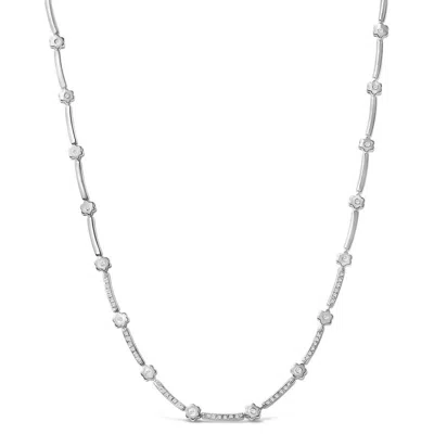 Haus Of Brilliance 14k White Gold 1.0 Cttw Diamond Flower And Bar Station Necklace In White