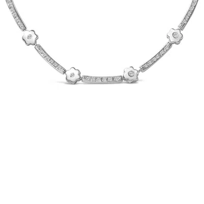 Haus Of Brilliance 14k White Gold 1.0 Cttw Diamond Flower And Bar Station Necklace In White