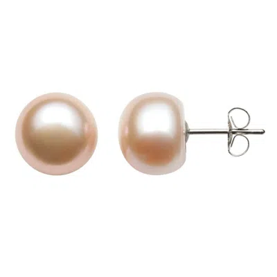 Belacqua 9-9.5mm Pink Freshwater Button Pearl Stud Earrings In Sterling Silver Jewelry For Women In Pink