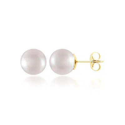 Belacqua 5-6mm White Cultured Freshwater Pearl Stud Earrings In 14k Yellow Gold Jewelry For Women In White