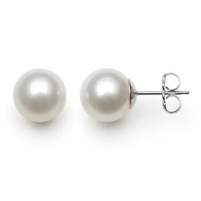 Belacqua 9-10mm White Freshwater Pearl Stud Earrings In Sterling Silver Jewelry For Women In White