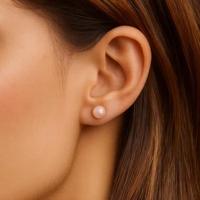 Belacqua 7-8mm Pink Freshwater Button Pearl Stud Earrings In Sterling Silver Jewelry For Women In Pink