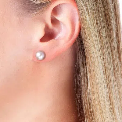 Belacqua 6-6.5mm Pink Cultured Freshwater Button Pearl Stud Earrings In 14k Yellow Gold For Women In Pink