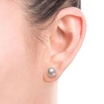 Belacqua 9-10mm White Freshwater Pearl Button Stud Earrings In Sterling Silver Jewelry For Women In White