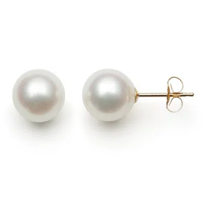 Belacqua Aaa Japanese Akoya 5-5.5mm Round Pearl Stud Earrings In 14k Yellow Gold Jewelry For Women In White