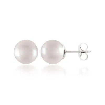 Belacqua 5-6mm White Freshwater Pearl Stud Earrings In Sterling Silver Jewelry For Women In White