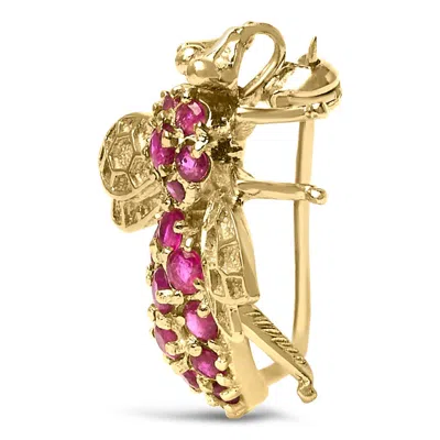 Haus Of Brilliance 14k Yellow Gold Red Ruby Bee Brooch Pin In Yellow