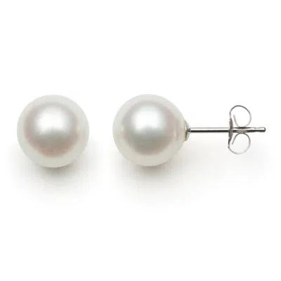 Belacqua Aaa Japanese Akoya 5-5.5mm Round Pearl Stud Earrings In 14k White Gold Jewelry For Women In White