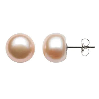 Belacqua 10-10.5mm Pink Freshwater Button Pearl Stud Earrings In Sterling Silver Jewelry For Women In Pink