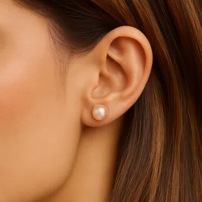 Belacqua 10-10.5mm Pink Freshwater Button Pearl Stud Earrings In Sterling Silver Jewelry For Women In Pink