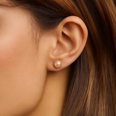 Belacqua 5.5-6mm Pink Freshwater Button Pearl Stud Earrings In Sterling Silver Jewelry For Women In Pink