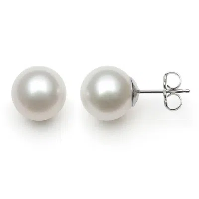Belacqua 10-11mm White Freshwater Pearl Stud Earrings In Sterling Silver Jewelry For Women In White