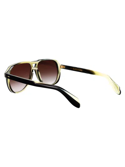 Cutler And Gross Black On Horn Acetate Sunglasses In Brown